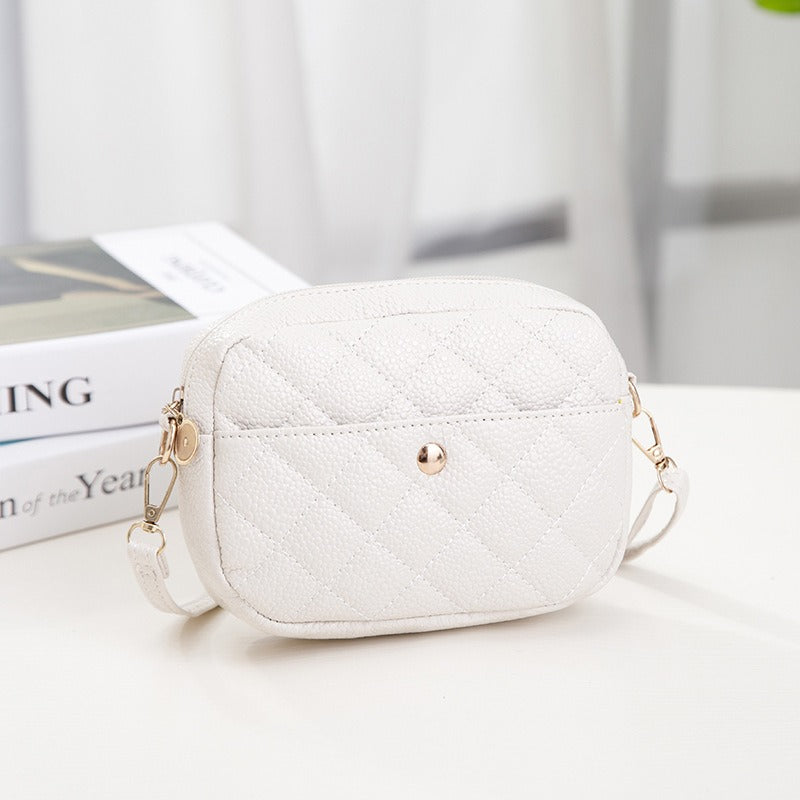 Rhombus Embroidery Phone Bag | same ANTHEM. Streetwear for Soulmates - White