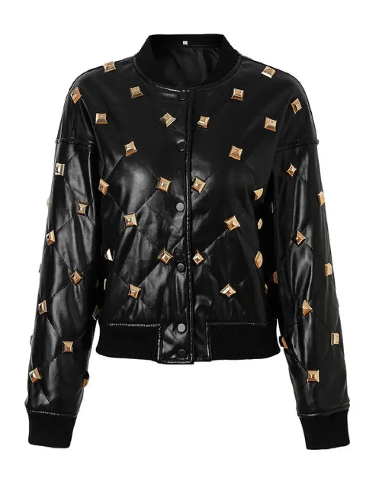 Rivet Buckle Leather Jacket for Women | Soulmate Streetwear by same ANTHEM. - black / S