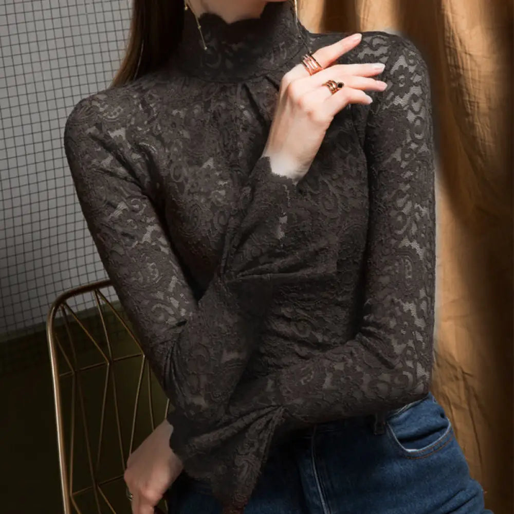 Romantic Boho Lace Stretch Bottoming Shirt for Women – Chic Vintage Boudoir Style Top | same ANTHEM - Top