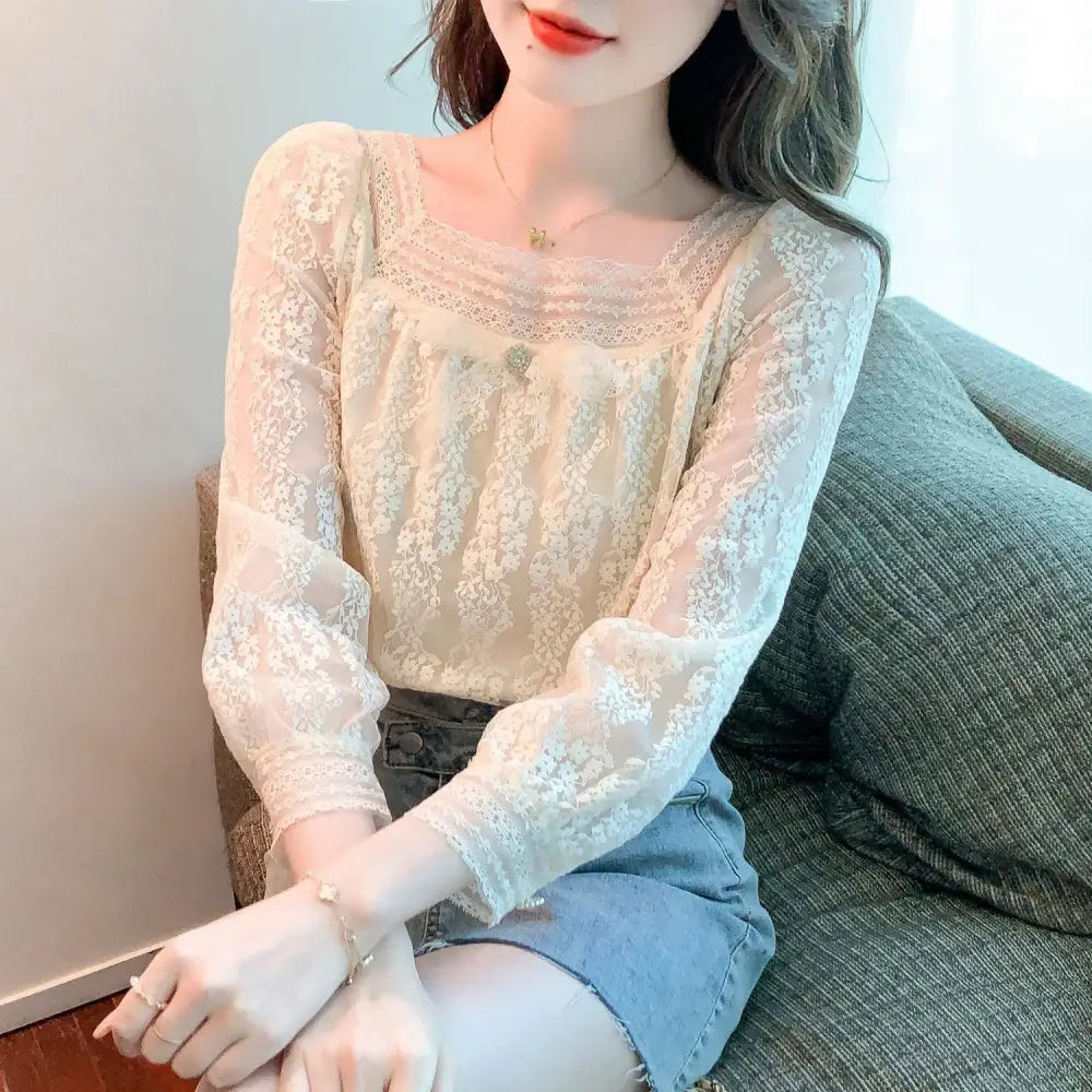 Romantic Boho Square Collar Chiffon Shirt – Vintage Cute Top for Lovers & Soulmates | same ANTHEM