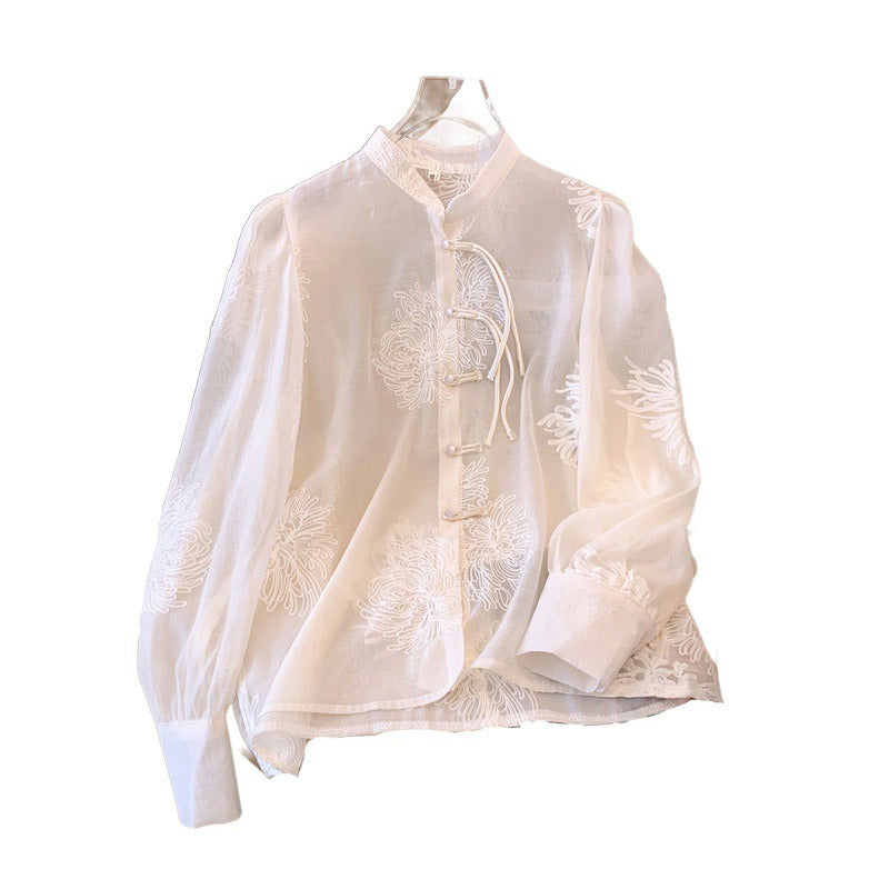 Romantic Chinese-Style Embroidered Chiffon Shirt – Dreamy Boho Look | same ANTHEM