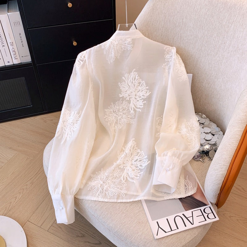 Romantic Chinese-Style Embroidered Chiffon Shirt – Dreamy Boho Look | same ANTHEM