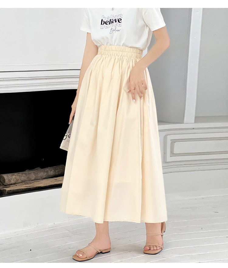 Romantic Cotton Pleated Swing Skirt – same ANTHEM - Apricot color / One size