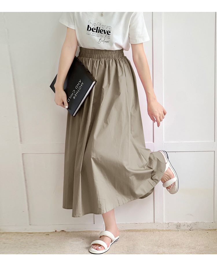 Romantic Cotton Pleated Swing Skirt – same ANTHEM - khaki / One size