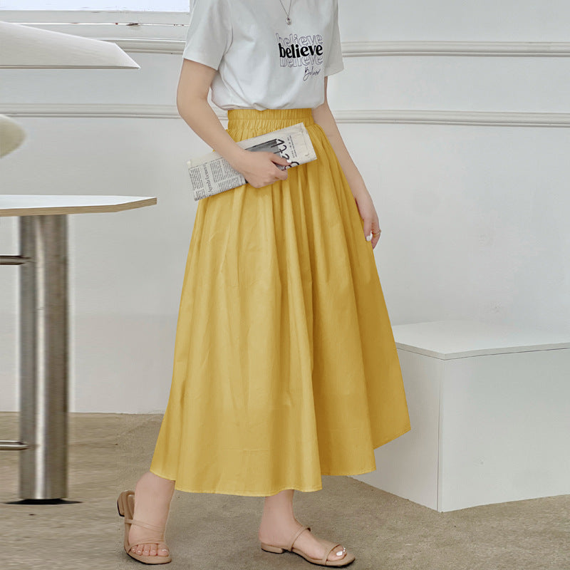 Romantic Cotton Pleated Swing Skirt – same ANTHEM - yellow / One size