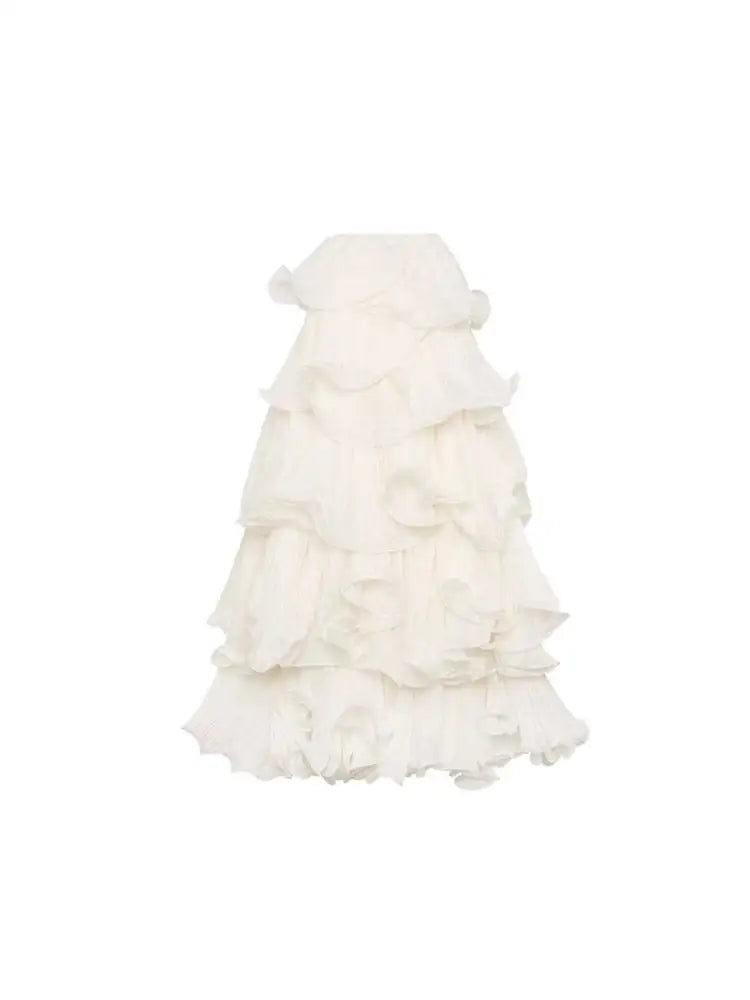 Romantic Dreamy White Soulmate Skirt – Lover’s High Waist Ruffled Elegance for Friends & Free Spirits - White / L