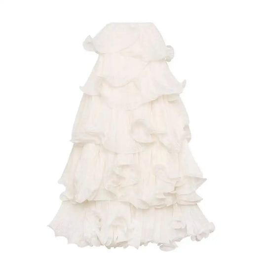 Romantic Dreamy White Soulmate Skirt – Lover’s High Waist Ruffled Elegance for Friends & Free Spirits - Skirt