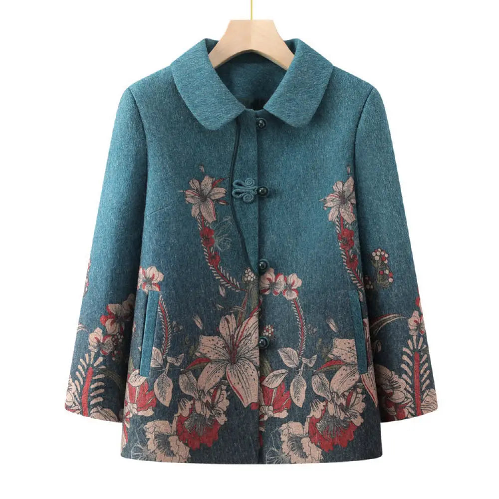 Romantic Floral Autumn Coat – Dreamy Chinese Style | same ANTHEM - Green / 2XL