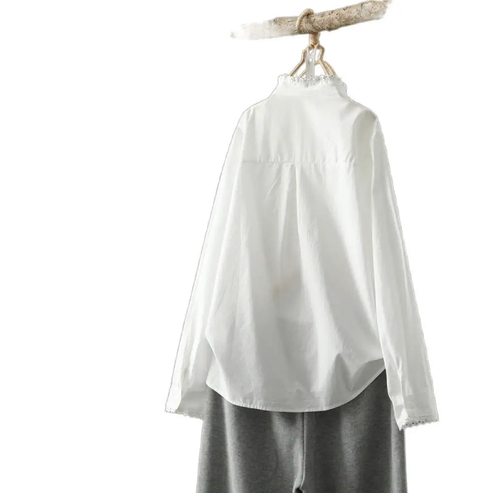 Romantic French White Embroidered Cotton Shirt – Elegant Fairy Dream Top for Lovers & Soulmates | same ANTHEM
