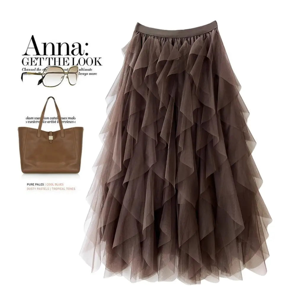 Romantic High-Waist Tulle Skirt – Voluminous Mesh Fairy Skirt with Tassels - Skirt