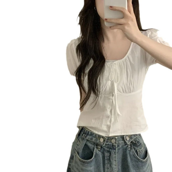 Romantic Lace-Up French Top – Dreamy Style for Lovers | same ANTHEM