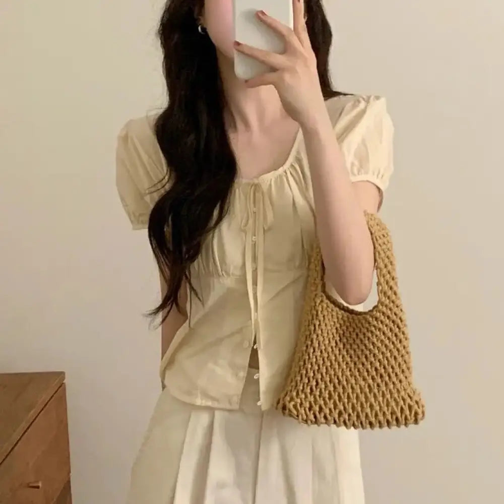Romantic Lace-Up French Top – Dreamy Style for Lovers | same ANTHEM