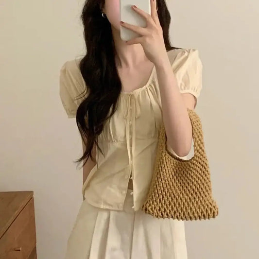 Romantic Lace-Up French Top – Dreamy Style for Lovers | same ANTHEM