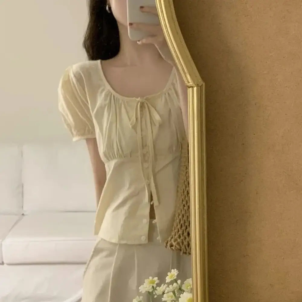 Romantic Lace-Up French Top – Dreamy Style for Lovers | same ANTHEM