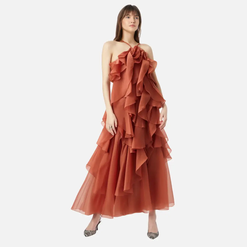 Romantic Lotus Leaf Tulle Long Dress | Dreamy Night Dress | same ANTHEM