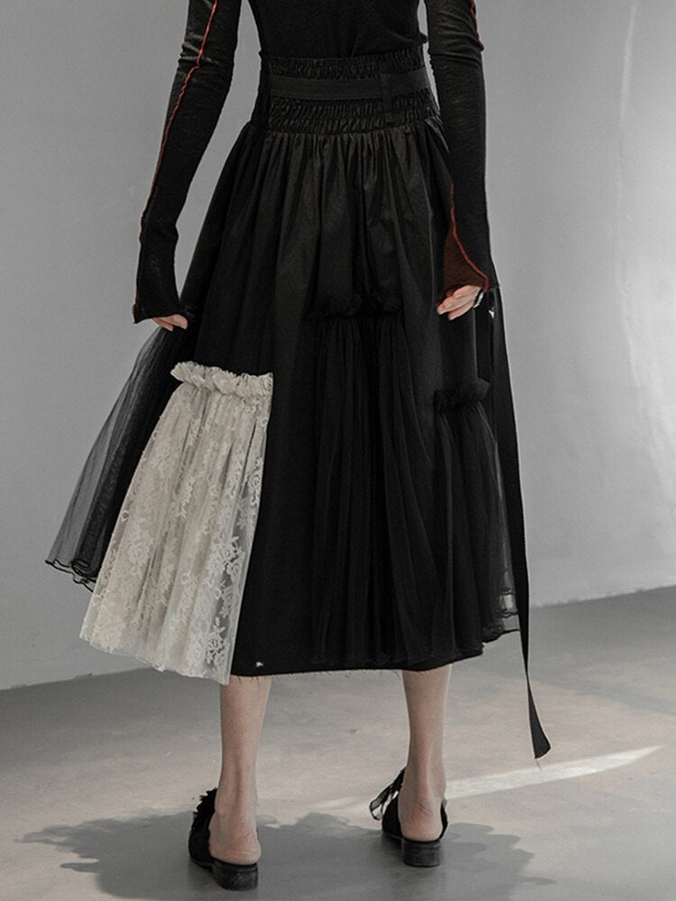 Romantic Mesh Asymmetrical Skirt | same ANTHEM.