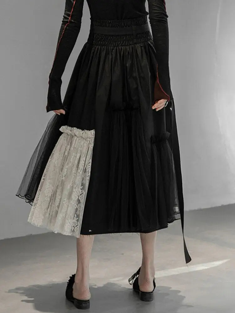 Romantic Mesh Asymmetrical Skirt | same ANTHEM.