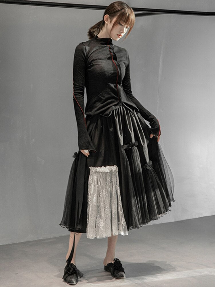 Romantic Mesh Asymmetrical Skirt | same ANTHEM.