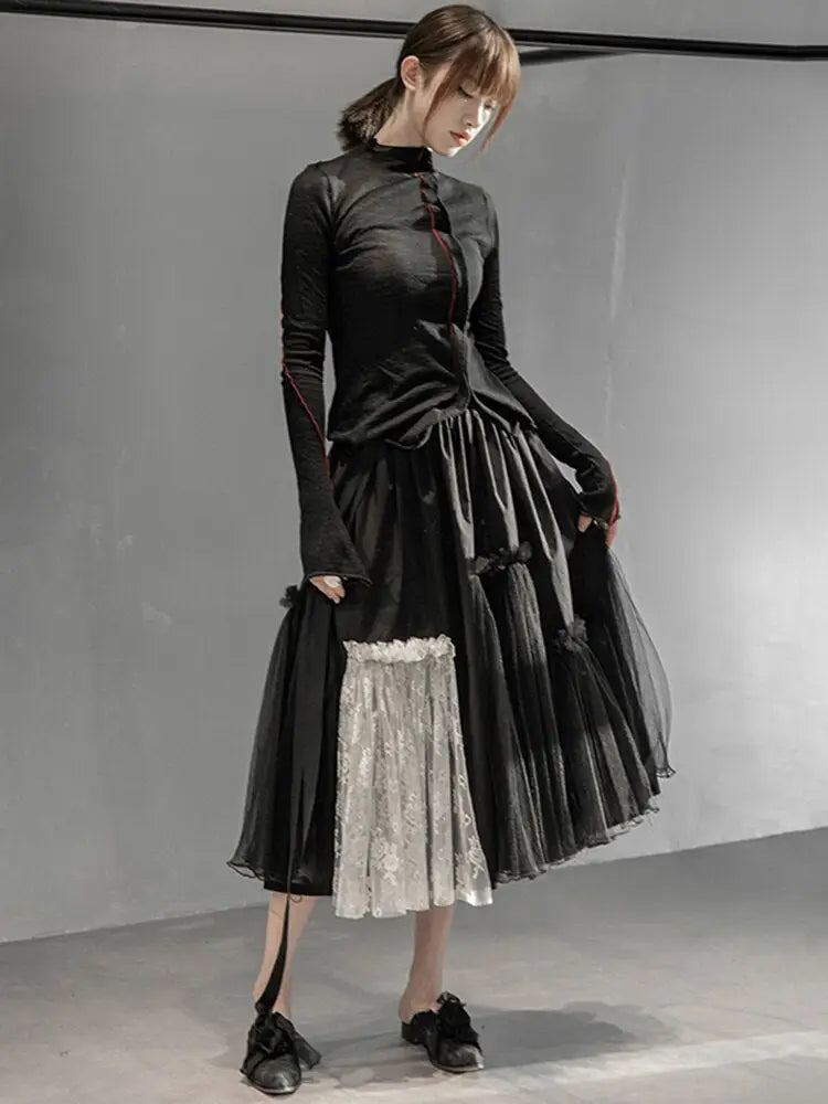 Romantic Mesh Asymmetrical Skirt | same ANTHEM.