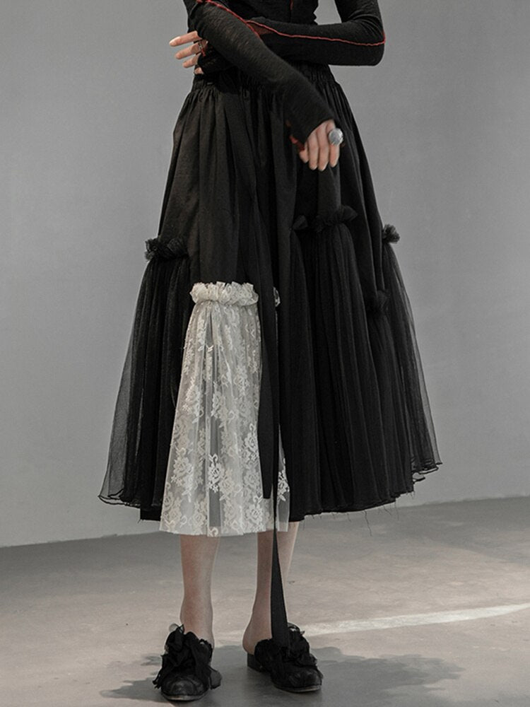 Romantic Mesh Asymmetrical Skirt | same ANTHEM.