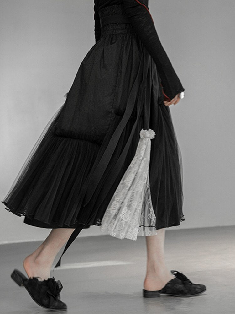 Romantic Mesh Asymmetrical Skirt | same ANTHEM.
