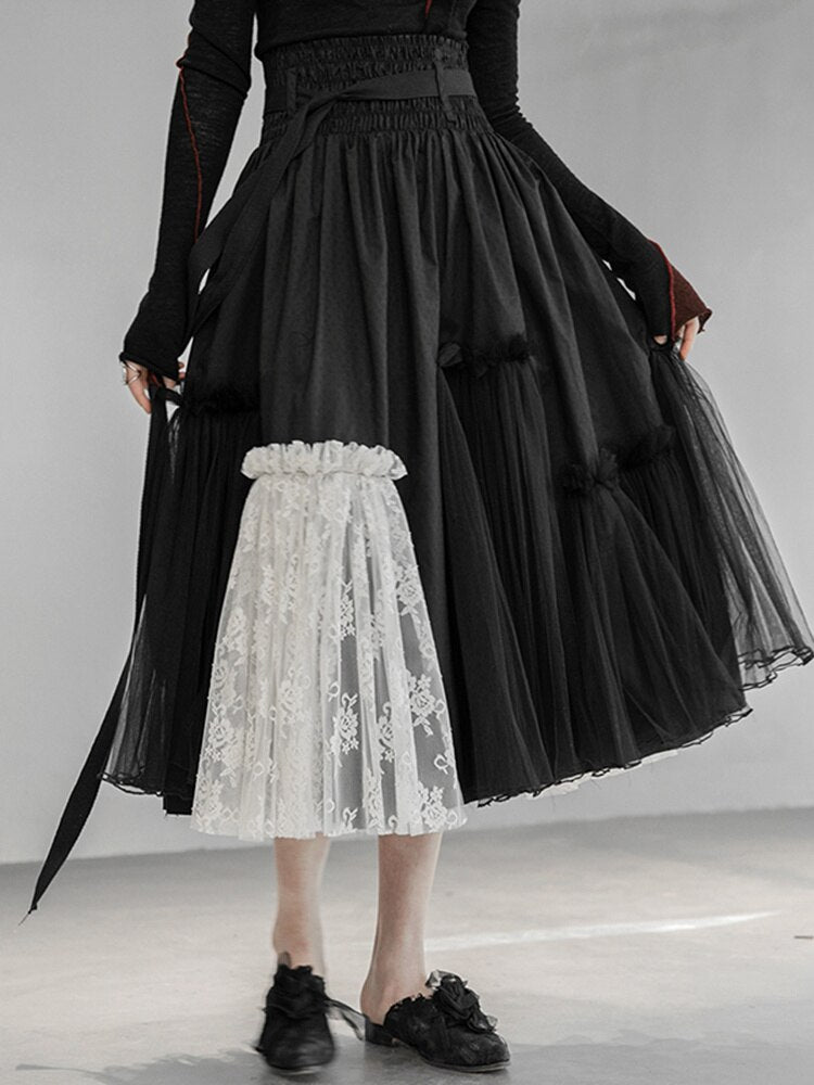 Romantic Mesh Asymmetrical Skirt | same ANTHEM.