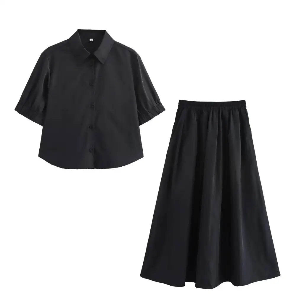 Romantic Midi Skirt Set – Dreamy Streetwear Dress Look | same ANTHEM - black set / XS
