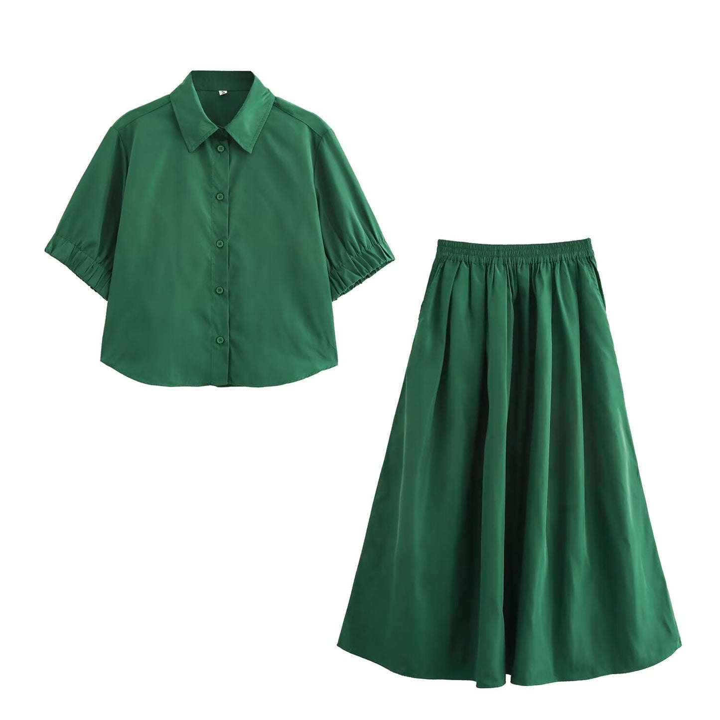 Romantic Midi Skirt Set – Dreamy Streetwear Dress Look | same ANTHEM - green set / XS