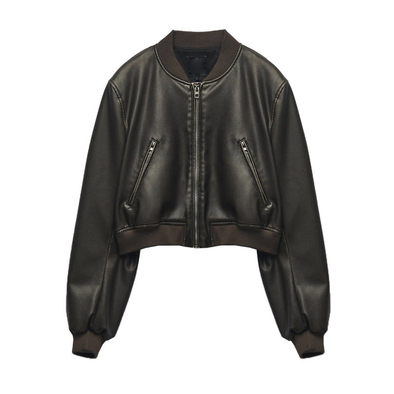 Romantic Pilot Leather Jacket | same ANTHEM - brown / XS