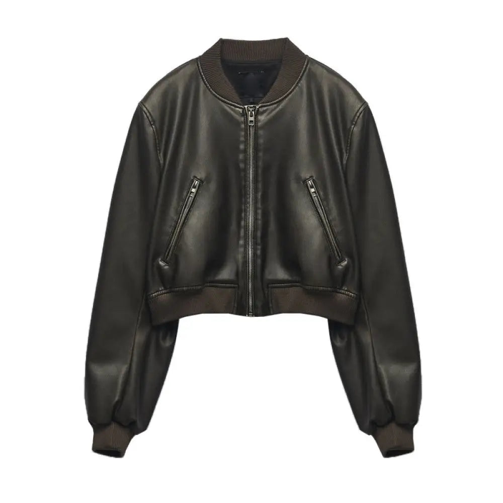 Romantic Pilot Leather Jacket | same ANTHEM - brown / XS
