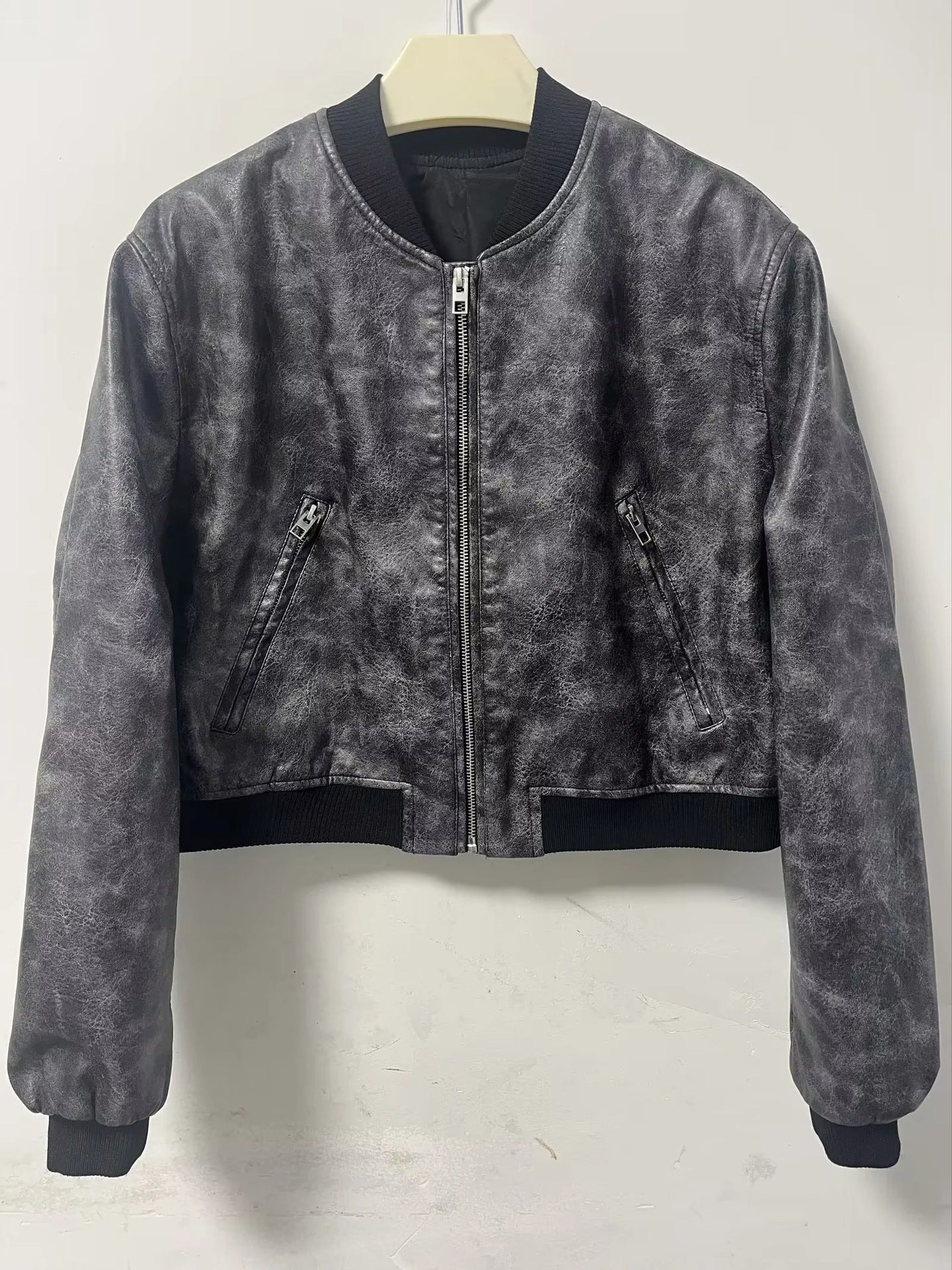 Romantic Pilot Leather Jacket | same ANTHEM - gray / XS