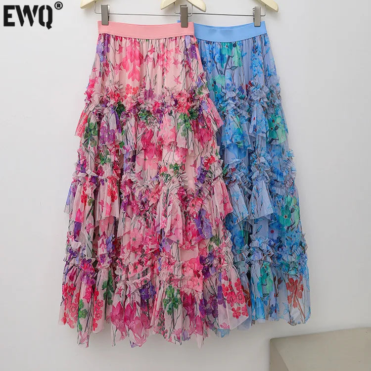 Romantic Printed Lace A-Line Skirt for Women | same ANTHEM