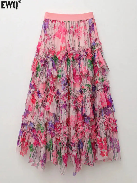 Romantic Printed Lace A-Line Skirt for Women | same ANTHEM
