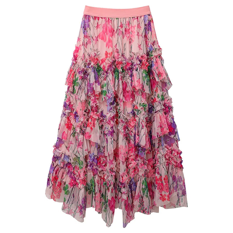 Romantic Printed Lace A-Line Skirt for Women | same ANTHEM