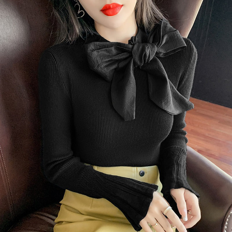 Romantic Ribbon Lace-Up Sweater – Dreamy French Boho Style | same ANTHEM - Black / One size fits all