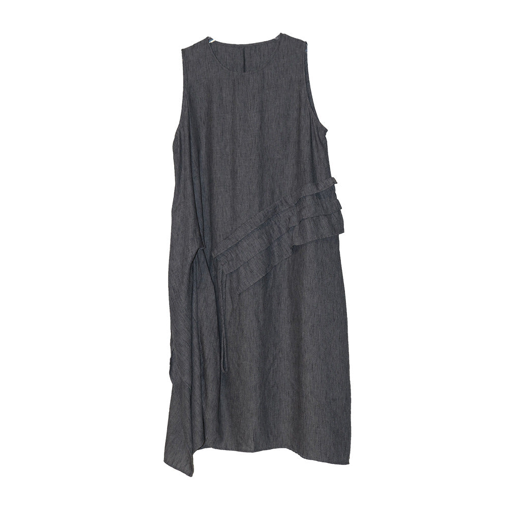 Romantic Sleeveless Drawstring Dress – Dreamy Streetwear Look | same ANTHEM - Gray / One size