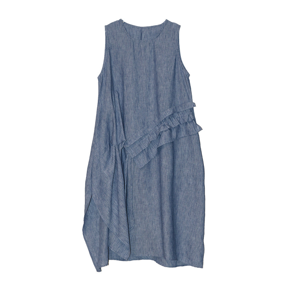 Romantic Sleeveless Drawstring Dress – Dreamy Streetwear Look | same ANTHEM - Blue / One size