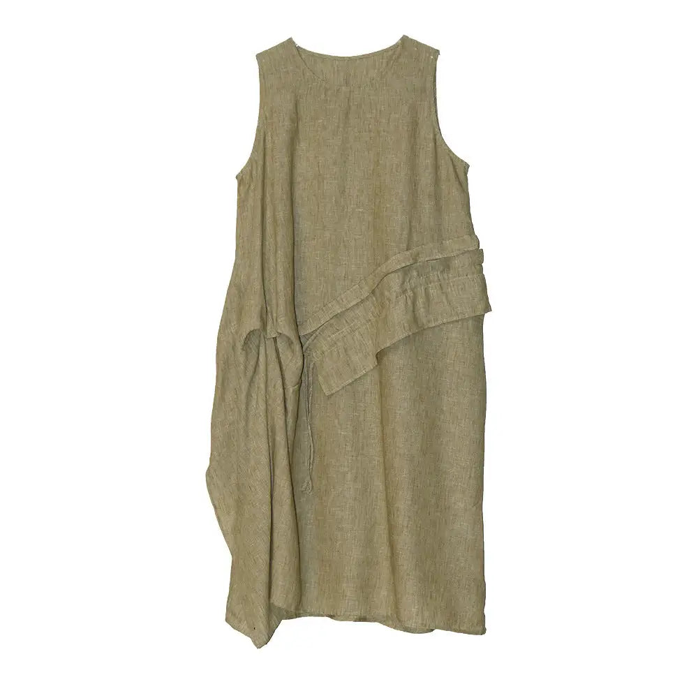 Romantic Sleeveless Drawstring Dress – Dreamy Streetwear Look | same ANTHEM - Green / One size