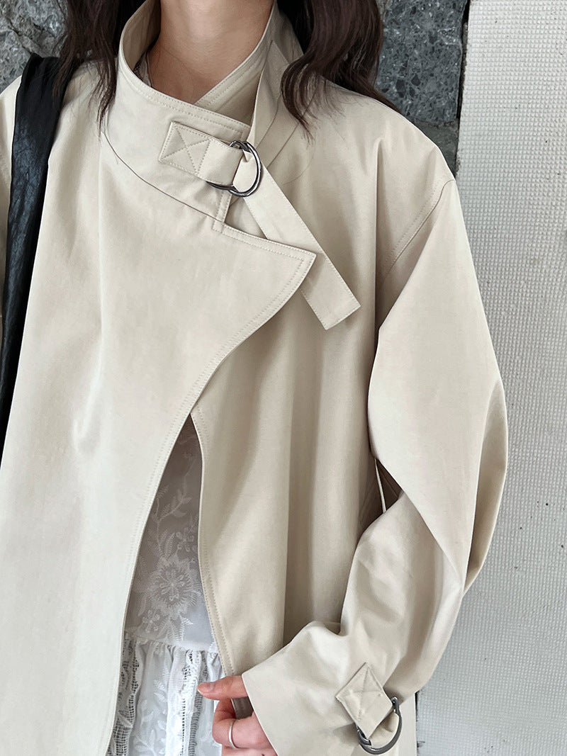Romantic Stand Collar Trench Coat | same ANTHEM - apricot / M