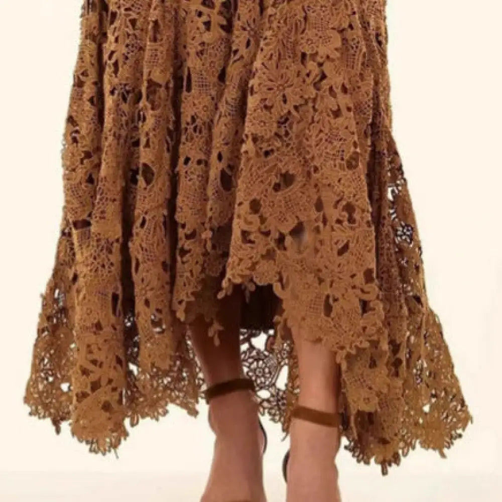 Romantic Vacation Style Lace Beach Skirt – Hollow Soulmate Skirt for Lovers Friends & Dreamy Escapes - Skirt