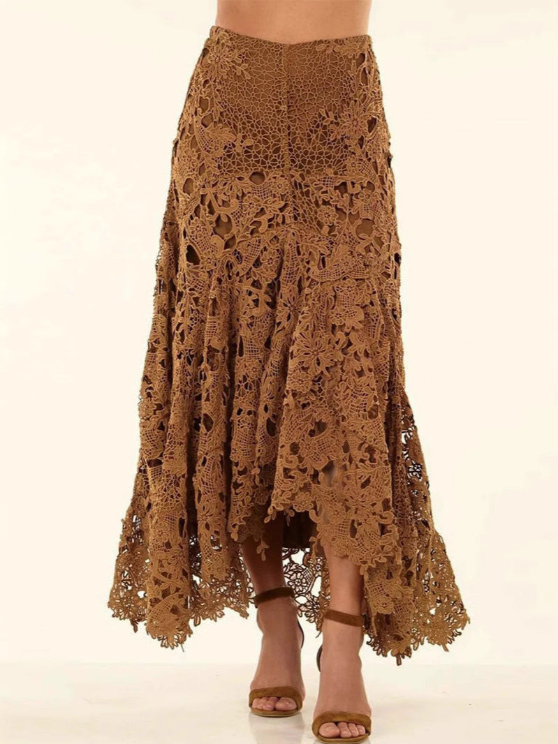 Romantic Vacation Style Lace Beach Skirt – Hollow Soulmate Skirt for Lovers Friends & Dreamy Escapes - Skirt