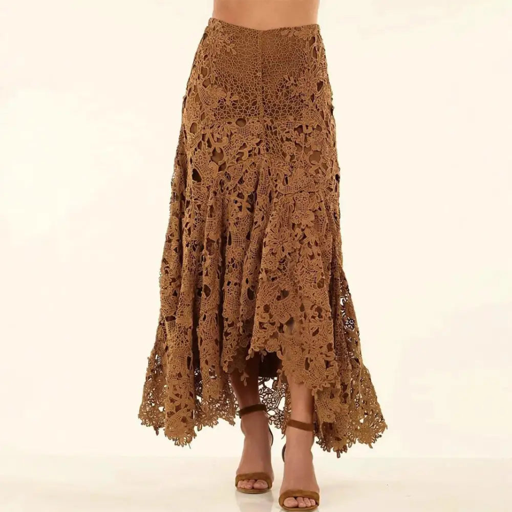 Romantic Vacation Style Lace Beach Skirt – Hollow Soulmate Skirt for Lovers Friends & Dreamy Escapes - Skirt