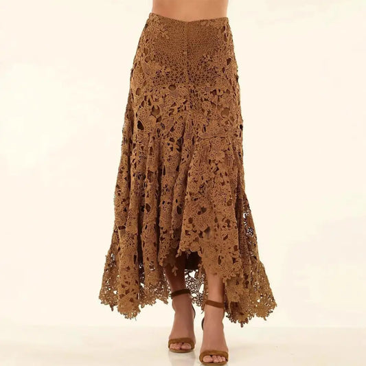 Romantic Vacation Style Lace Beach Skirt – Hollow Soulmate Skirt for Lovers Friends & Dreamy Escapes - Skirt