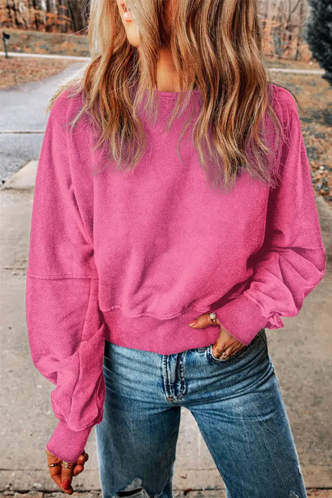 Rose Acid Wash Open Back Sweatshirt – same ANTHEM | Soulmate Style Streetwear - Rose / (US 16-18)XL