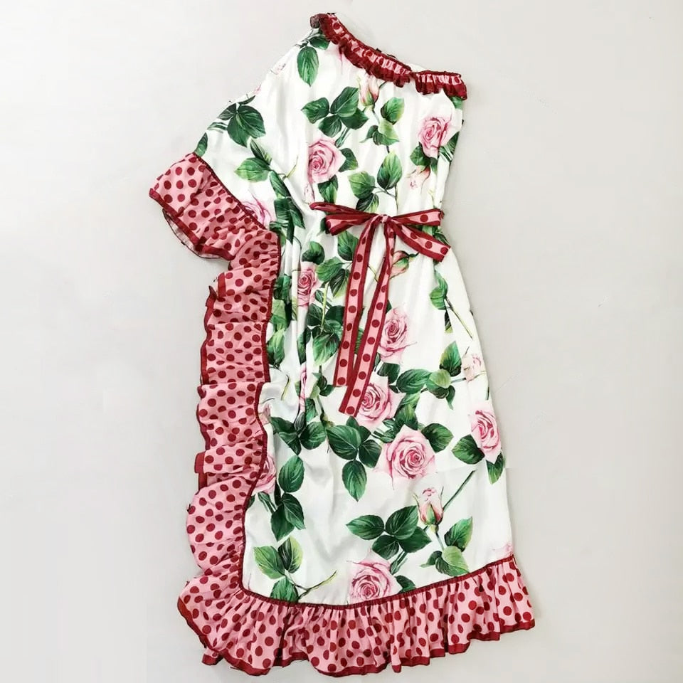 Rose Ruffle Polka Dot Maxi Dress – Dreamy Soulmate Streetwear | same ANTHEM.
