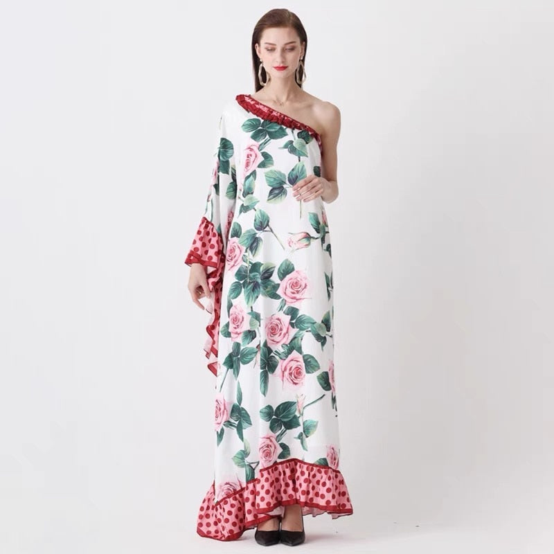 Rose Ruffle Polka Dot Maxi Dress – Dreamy Soulmate Streetwear | same ANTHEM.