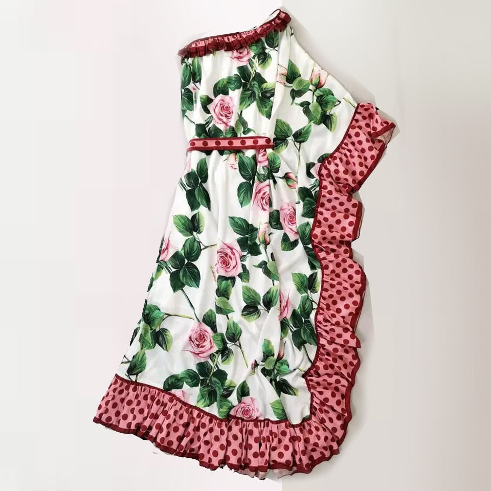 Rose Ruffle Polka Dot Maxi Dress – Dreamy Soulmate Streetwear | same ANTHEM.