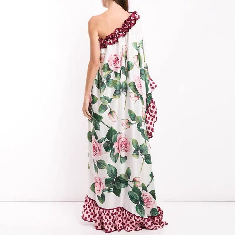 Rose Ruffle Polka Dot Maxi Dress – Dreamy Soulmate Streetwear | same ANTHEM.