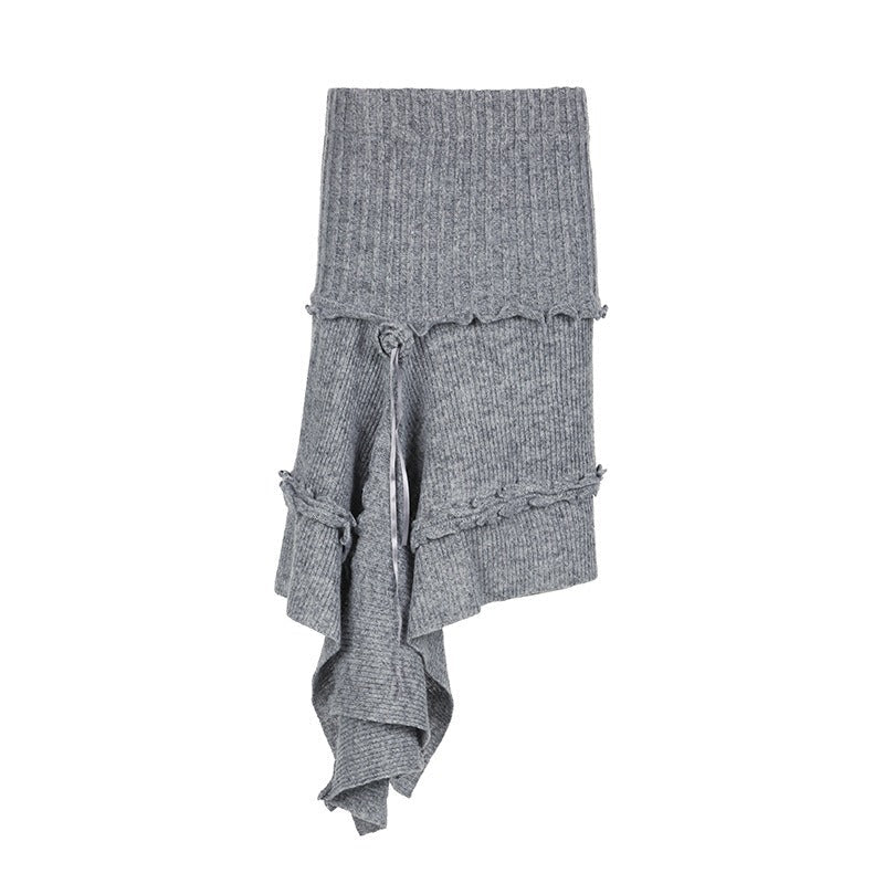 Rose Textured Knitted Midi Skirt – same ANTHEM - Grey / S