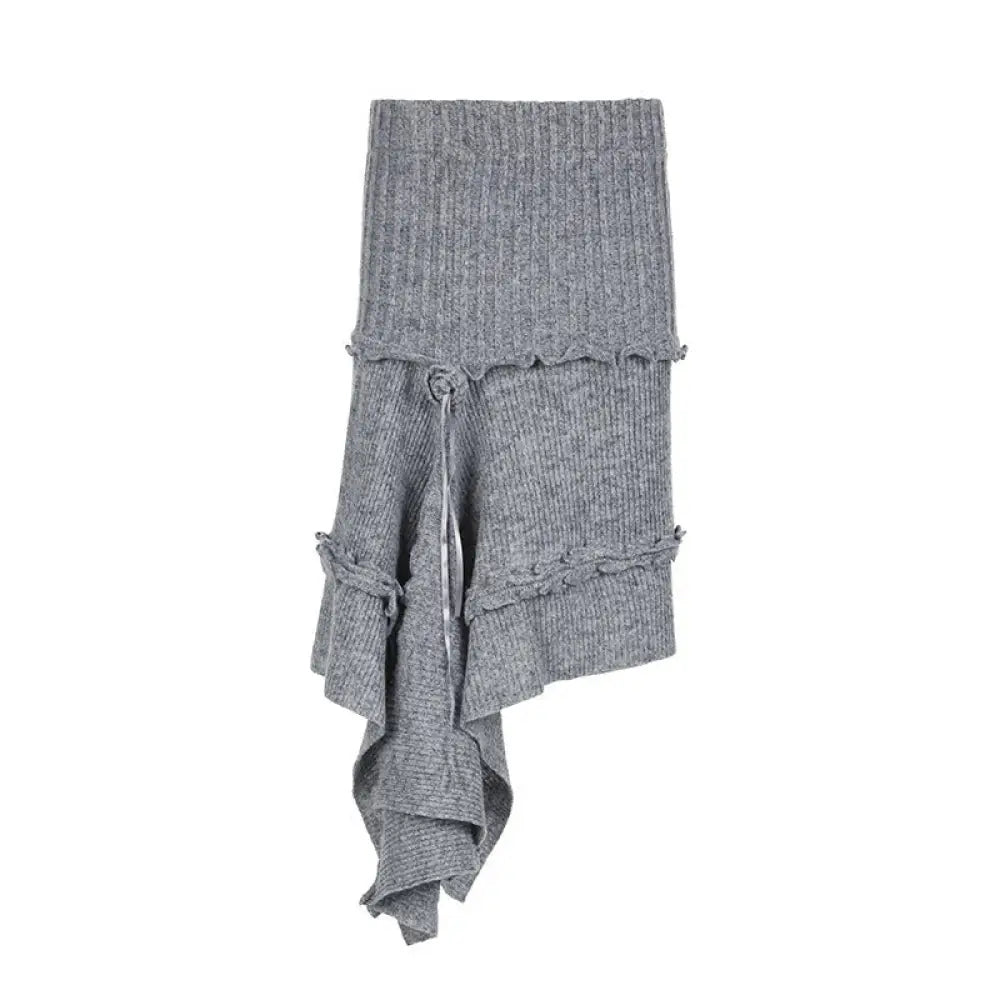 Rose Textured Knitted Midi Skirt – same ANTHEM - Grey / S